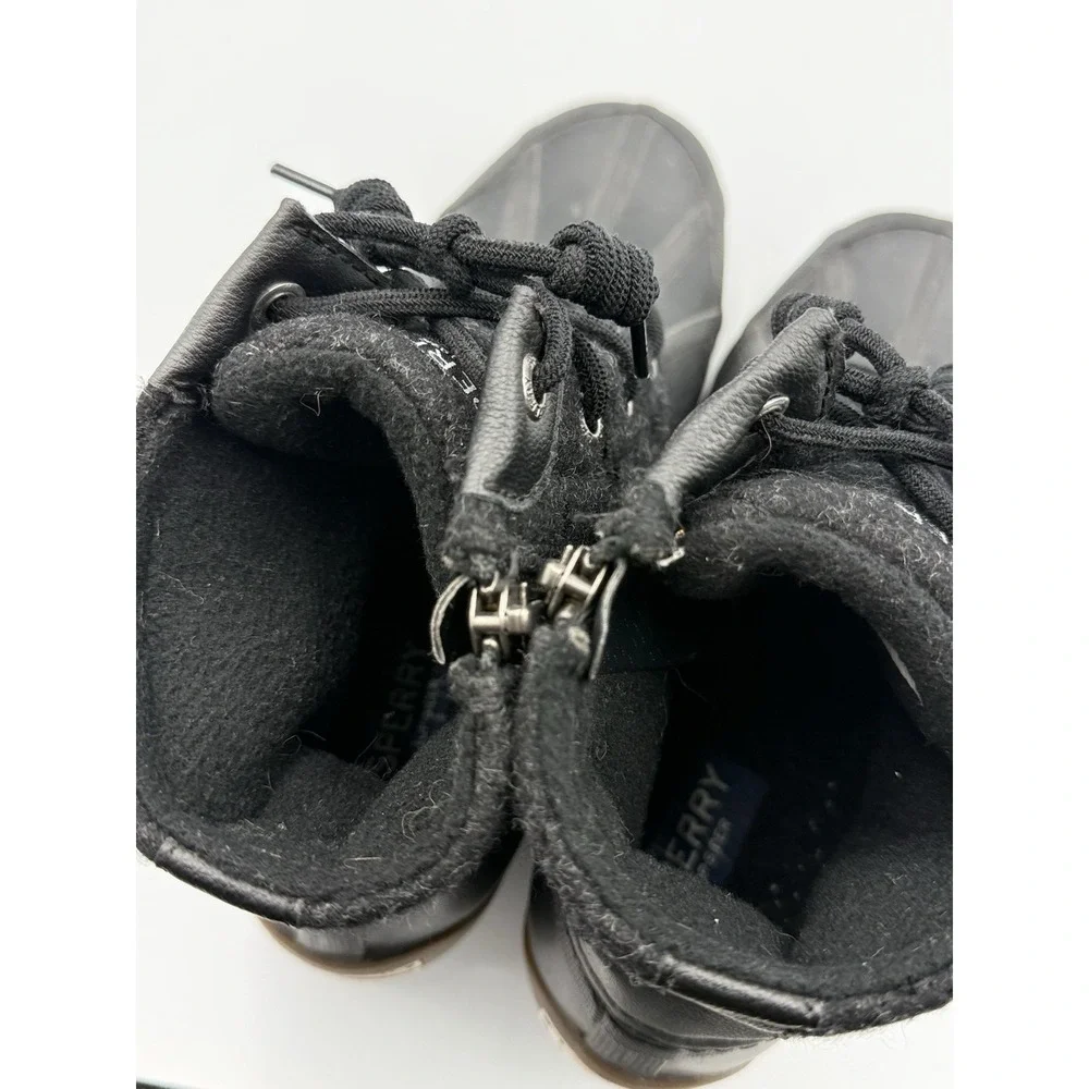 Sperry Saltwater Emboss Wool Duck Boots Women's Size 6M Gray Black STS86441